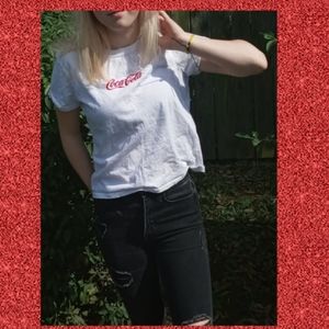 White cokacola high rise t-shirt